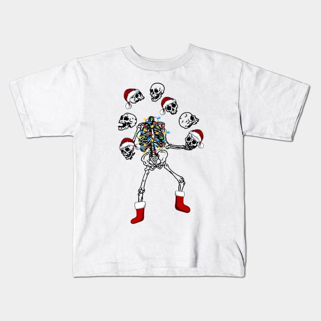 Christmas Skeleton Dancing Light Kids T-Shirt by Bam-the-25th